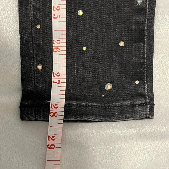 Guess Vintage black embroidered hand beaded girls skinny jeans size 7 Zip front - Picture 16 of 16